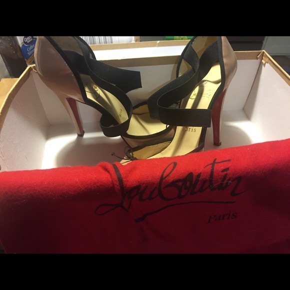 Christian Louboutin Black & Nude Heels 37.5 - Picture 2 of 7